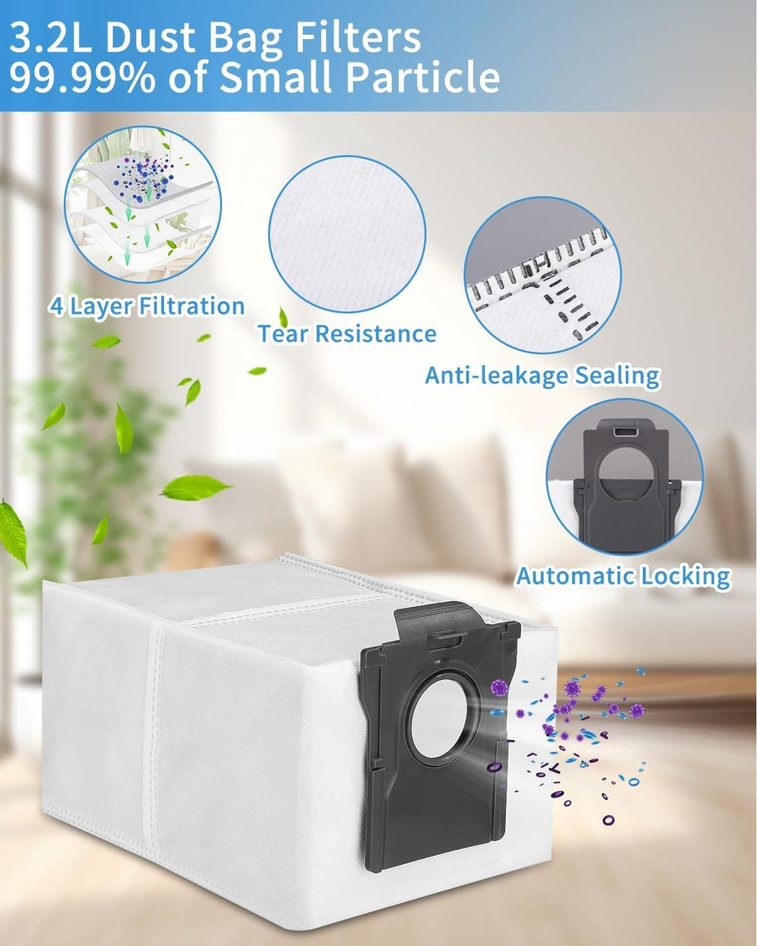 Zubehörset für Dreame X50 Ultra Complete//L50 Pro Ultra/X50 Master Saugroboter, 2 Hauptbürste, 4 Fil