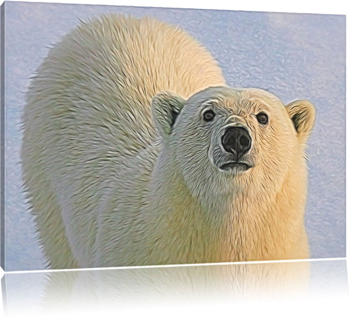 frecher Eisbär Deluxe Format: 100x70 cm auf Leinwand, XXL riesige Bilder fertig gerahmt mit Keilrahm