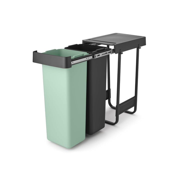 Brabantia Sort & Go Ausziehmülleimer | 2 x 30 l Einbaumülleimer für die Unterschranktür | Integriert