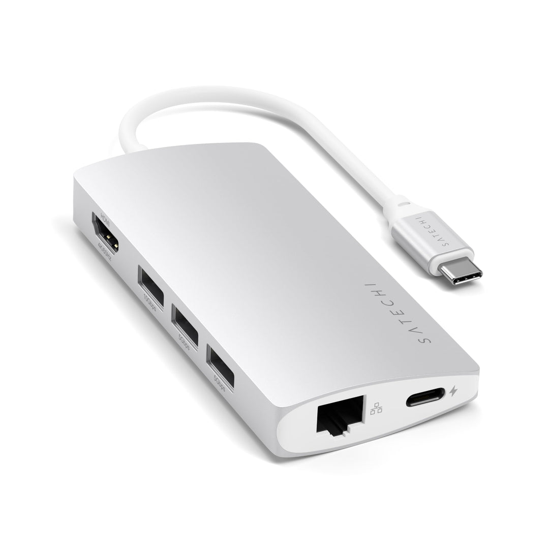 SATECHI 8-in-1 USB-C-Hub mit Ethernet, HDMI 4K@60Hz, 60 W PD-Ladefunktion, 3 x USB-A 10 Gbit/s, Date