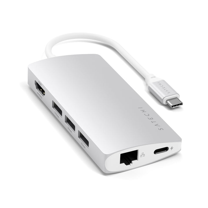 SATECHI 8-in-1 USB-C-Hub mit Ethernet, HDMI 4K@60Hz, 60 W PD-Ladefunktion, 3 x USB-A 10 Gbit/s, Date