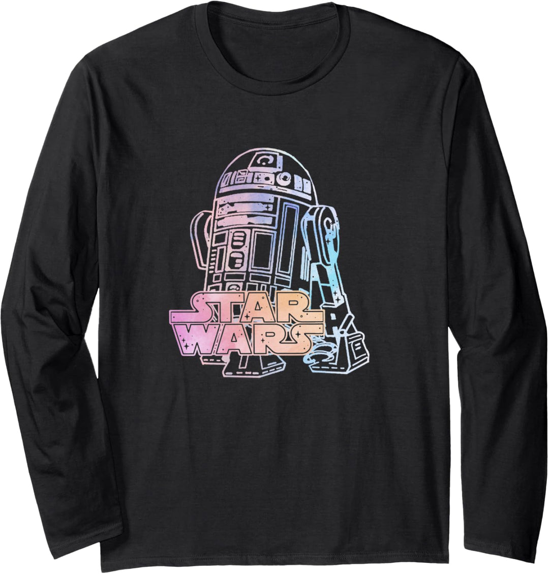Star Wars R2-D2 Neon Line Portrait & Classic Logo Langarmshirt