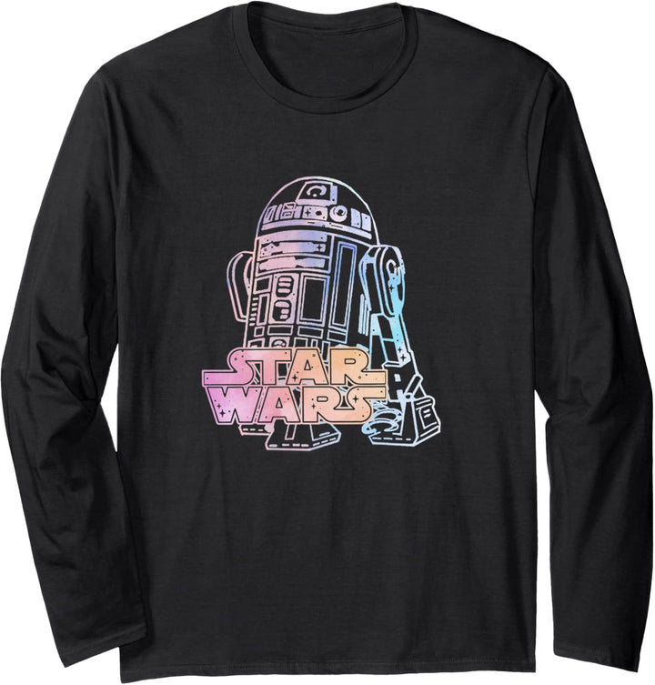 Star Wars R2-D2 Neon Line Portrait & Classic Logo Langarmshirt