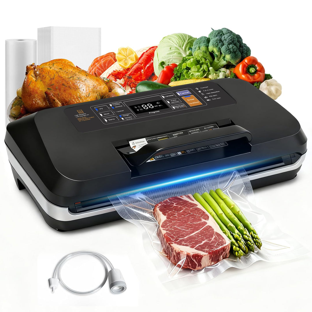 95kPa Vakumierergerät für Lebensmittel, 12-in-1 Vacuum Sealer mit Doppelter Heisssiegelung, Vakuumie