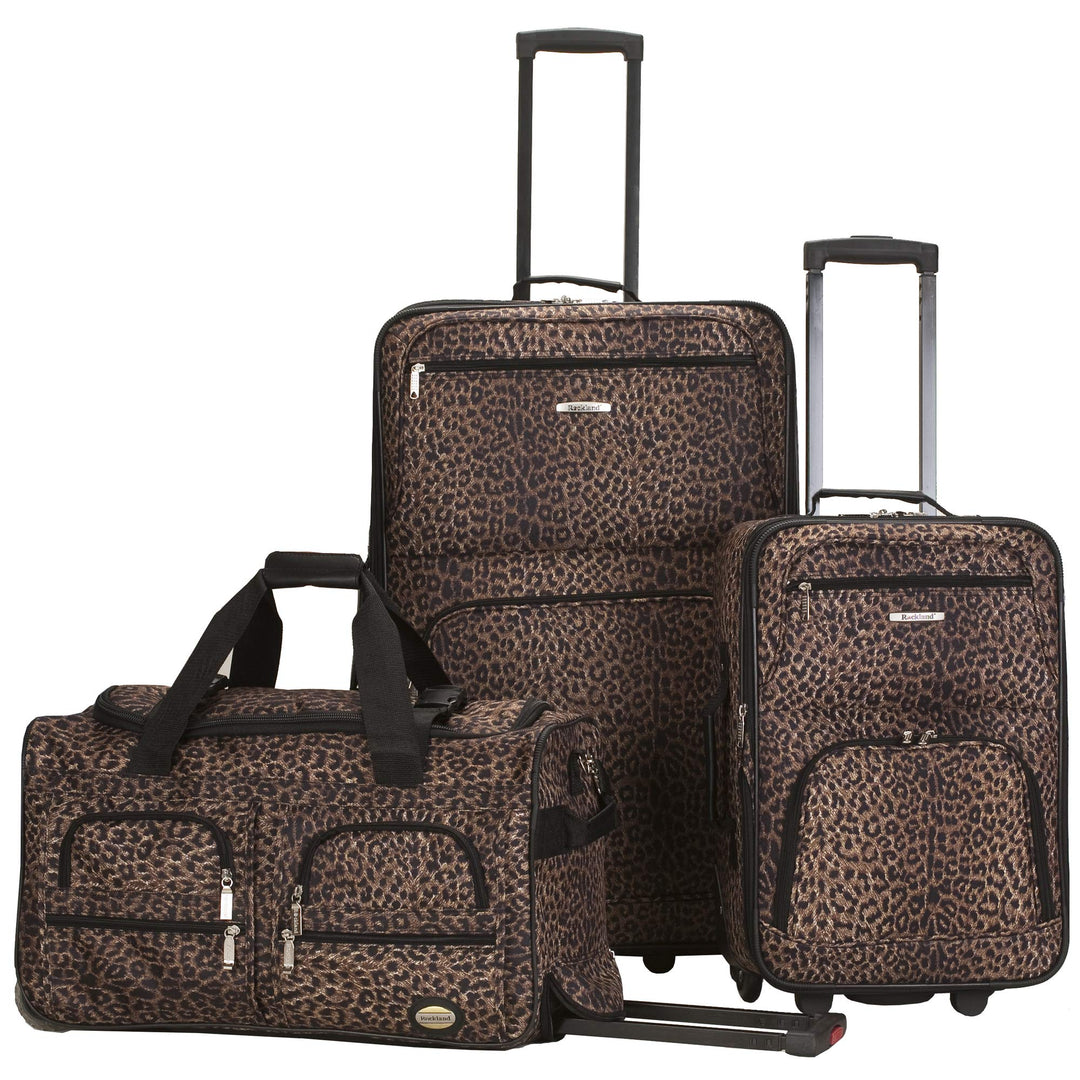 Rockland Vara Softside Gepäckset 3-teilig, Leopard, 3-Piece Set (20/22/28), Vara Softside Gepäckset