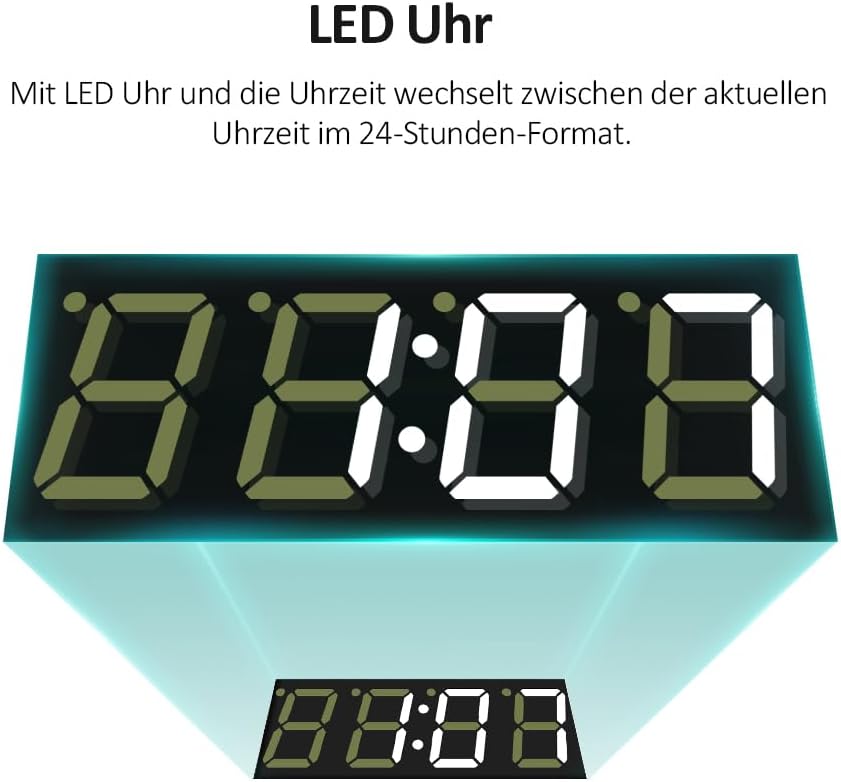 EMKE Badspiegel mit Beleuchtung 80x60cm Badezimmerspiegel mit 3X Kosmetikspiegel+Antibeschlag+Uhr+Ka