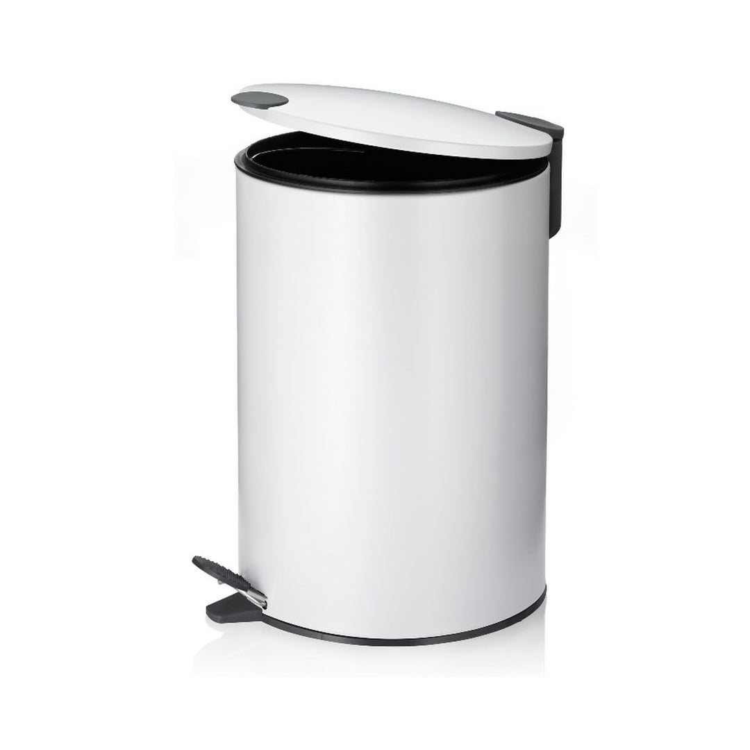 kela 10641 Treteimer mit Inneneimer 12 l, Geräuschloses Schliessen, Metall, Mats, Weiss