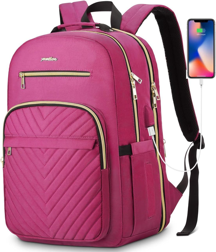 YAMTION Rucksack Damen,Schulrucksack Mädchen Teenager Schultasche Frauen 17.3 Zoll Laptop Rucksack m