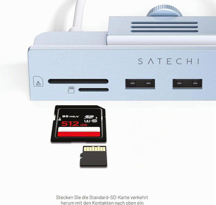 SATECHI USB-C Klemm Hub, für iMac M4, USB-C Daten, 3X USB-A 3.0, Micro-/SD Kartenleser, für iMac M4