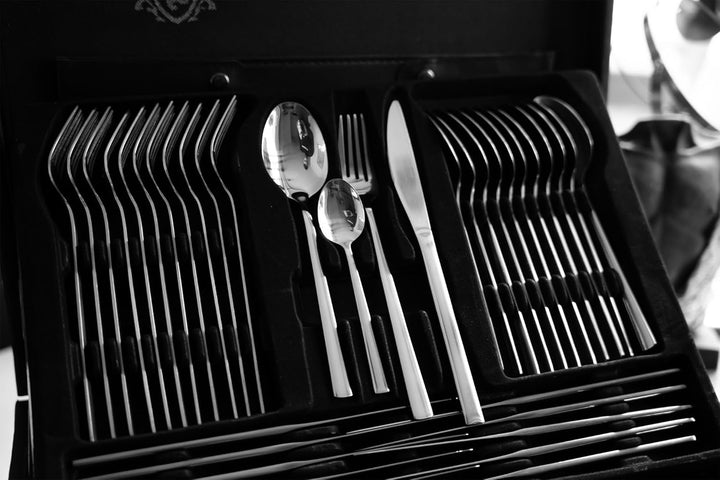 KARL HAUSMANN Besteck Set 12 Personen, 72 teilig Edelstahl Besteckset mit Koffer - Essbesteck mit Me