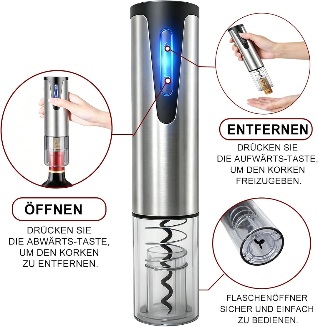 Elektrisches Weinflaschenöffner-Set Wiederaufladbares 5-in-1 Elektrischer Weinöffner Geschenkset, mi