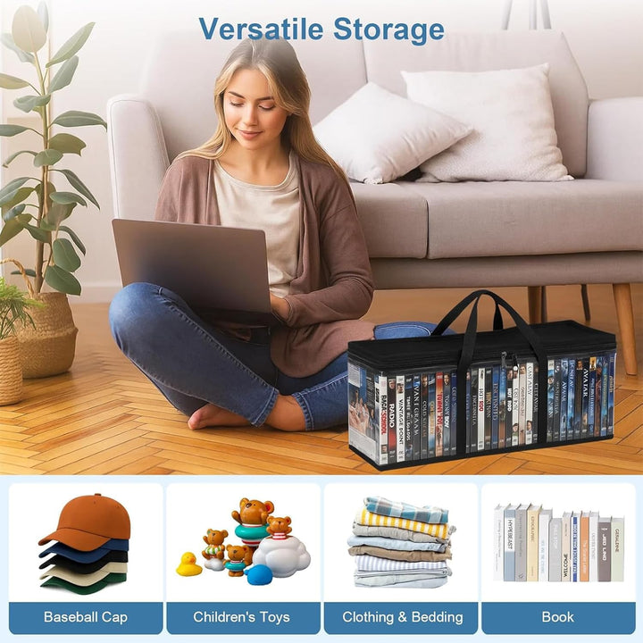 DVD Aufbewahrungstaschen 4er Set, Grosse Kapazität für 160 DVDs/CDs, Transparente PVC Media Organize