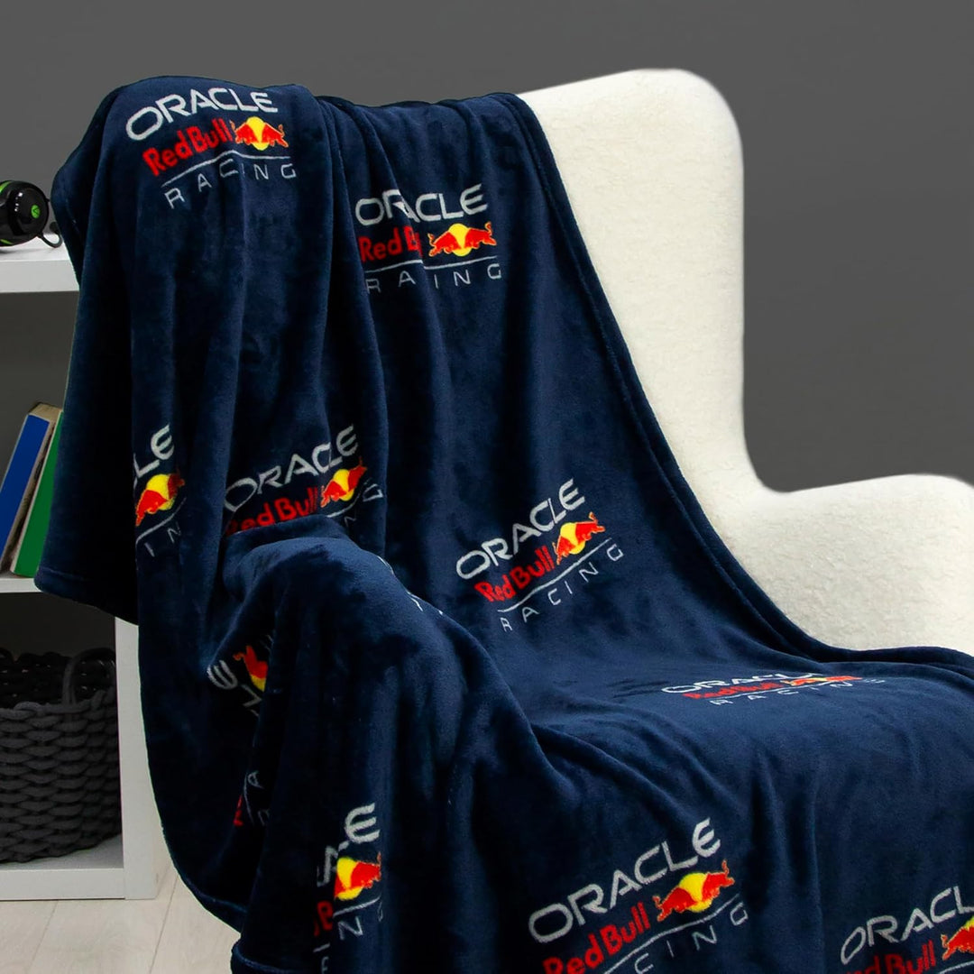 Oracle Red Bull Racing Fleecedecke, offizielles Lizenzprodukt, Formel 1-Design, superweich, warm, pe