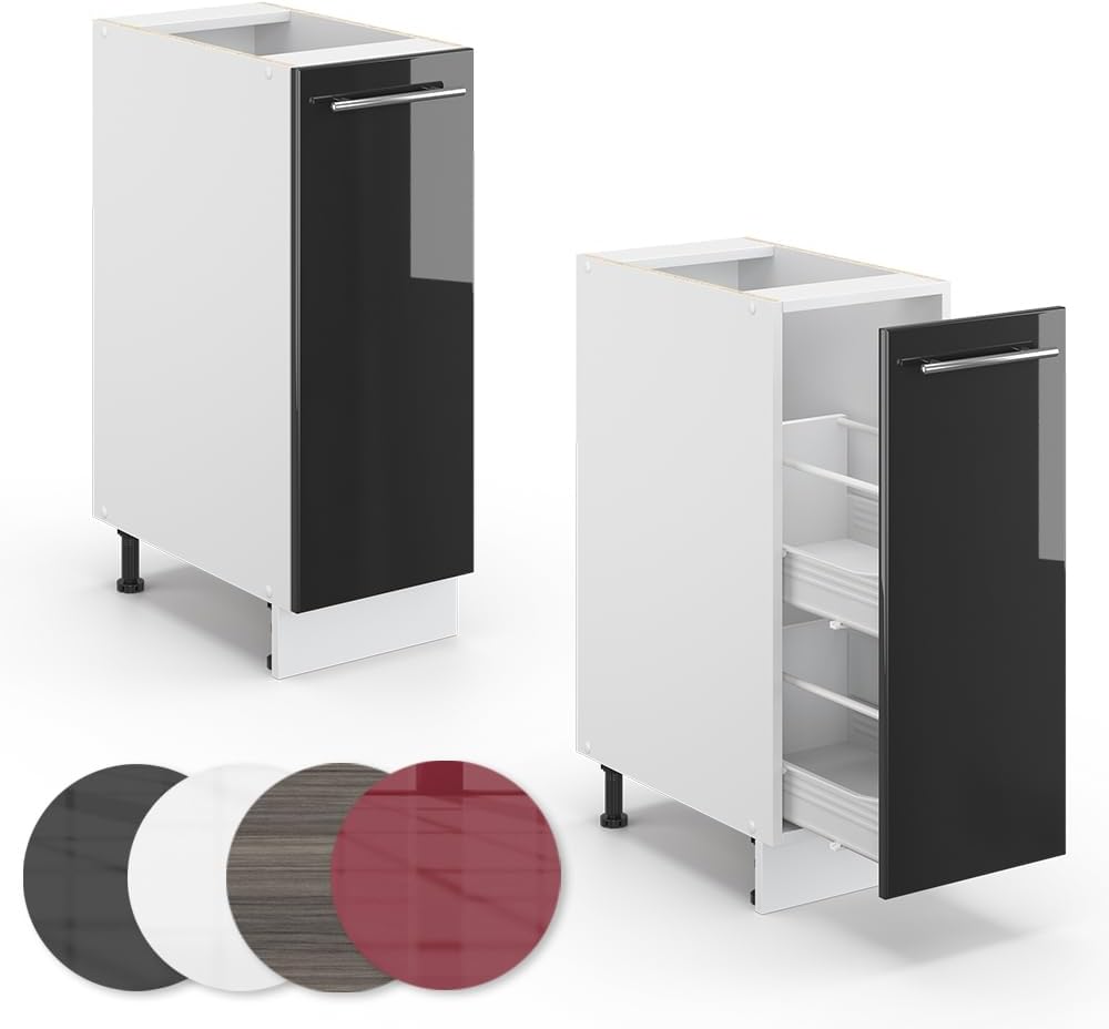Vicco Apothekerschrank Fame-Line, Anthrazit Hochglanz/Weiss, 30 cm ohne Arbeitsplatte Anthrazit Hoch