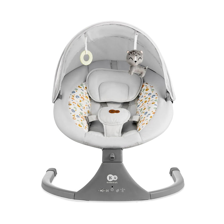 Kinderkraft LUMI 2 Babywippe, Elektrische Babyschaukel, Von der Geburt bis 9 Monate, Höhenverstellba
