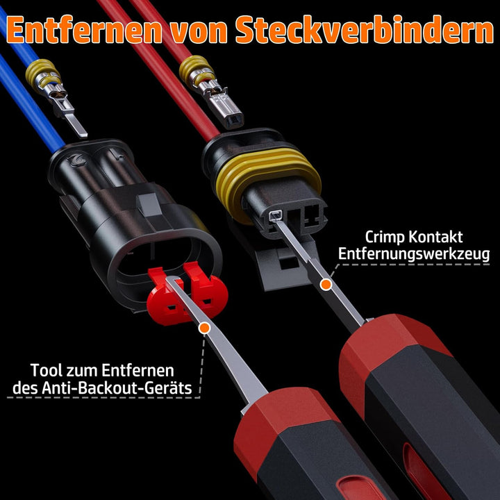 PEBA Crimpzange Wasserdicht Kfz Stecker Set, Crimpzange 0.34-2.5mm² mit 2-Polig Steckverbinder für A