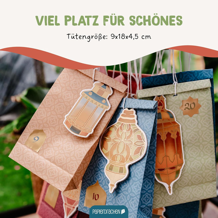 Papierdrachen Mobile Kalender zum Ramadan - Moschee - zum selbst Basteln - Geschenk - Dekoration - L