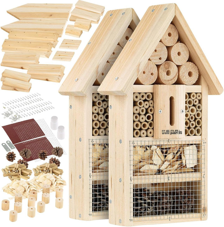 PEARL Insektenhotel Bastelset: 2er-Set Insektenhotel-Bausätze, Nisthilfe und Schutz für Nützlinge (I