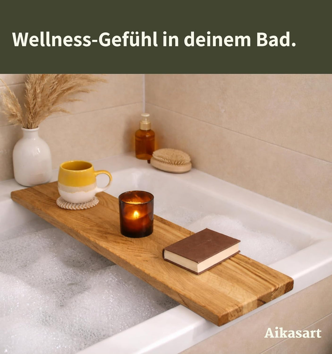 Badewannenablage aus Eiche Massiv – 100% Echtholz – Handgefertigt in Bayern – Länge 50-180 cm – Wass