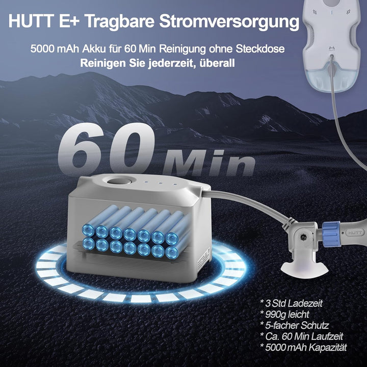 HUTT S7 Plus Fensterputzroboter mit Akku Abnehmbarer (90Min Reinigung) 5500Pa, 3D Schwebendes Doppel