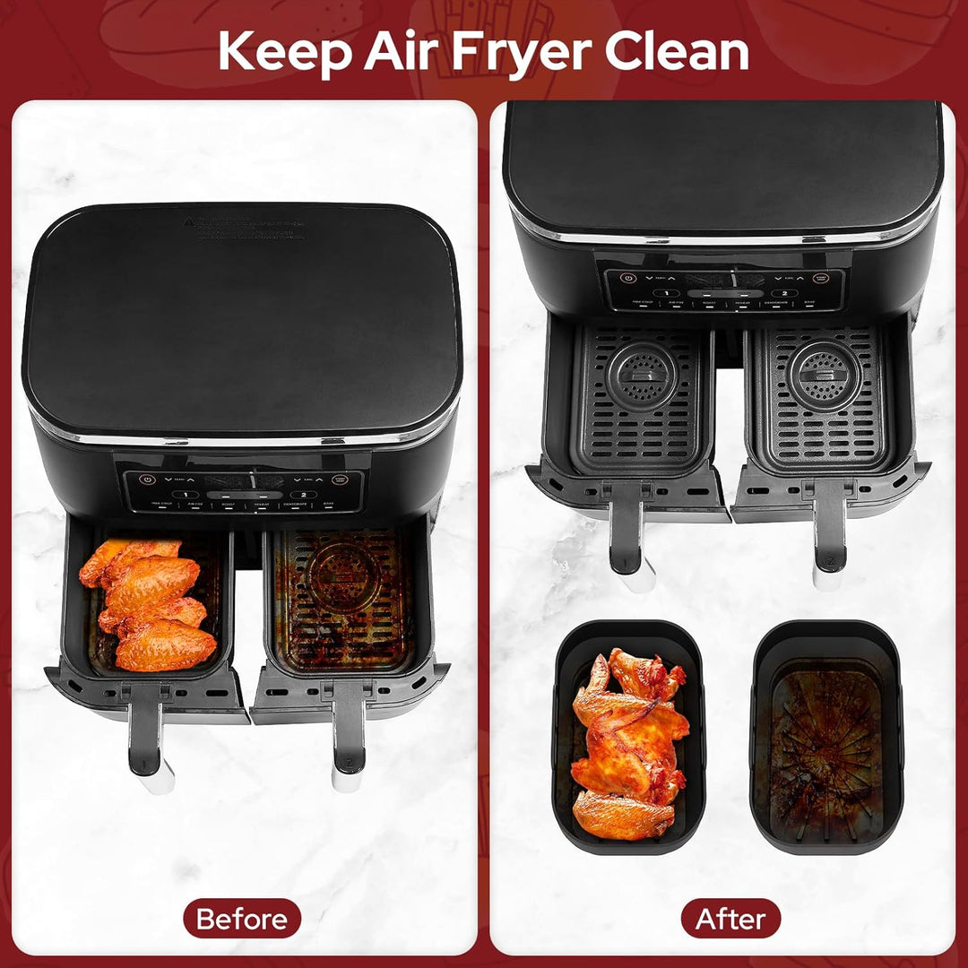 Alyvisun 4 Stück Airfryer Silikon Basket Wiederverwendbar Backform Air Fryer Silikonformen Rechtecki