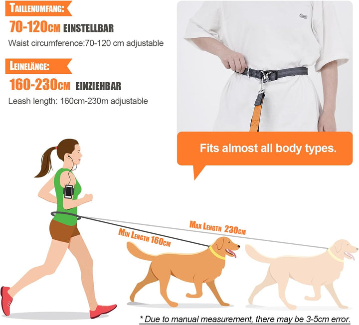 Snocyo Joggingleine Hunde, Jogging Hundeleine für Mittelgrosse und Grosse Hunde, Elastische und Refl