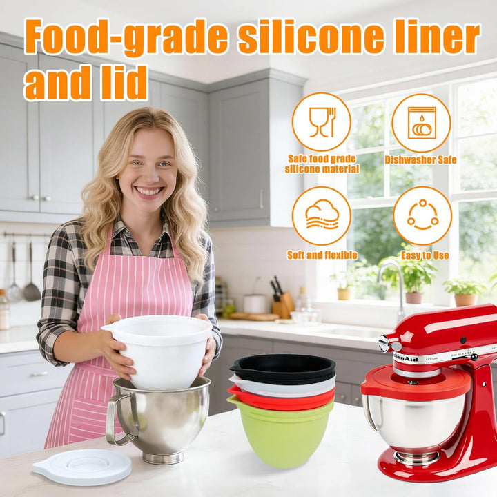 Silikon Einlagen, kompatibel mit Kitchen Aid 4,5-5 Quart Mixer mit kippbarem Kopf, 2 Einlagen mit De