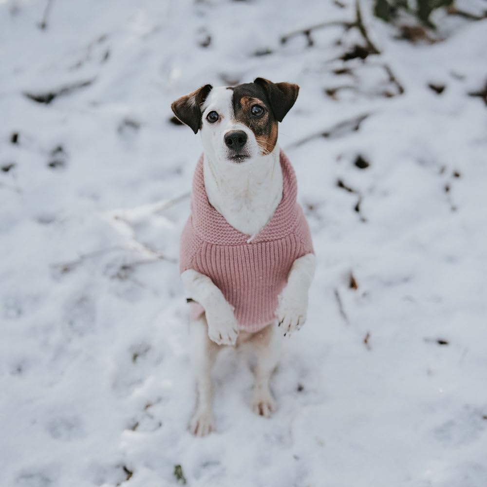 HUNTER Hundepullover RÖGLA, Farbe: rosa, leichter Strickpullover mit Plüsch-Kapuze, weich & elastisc