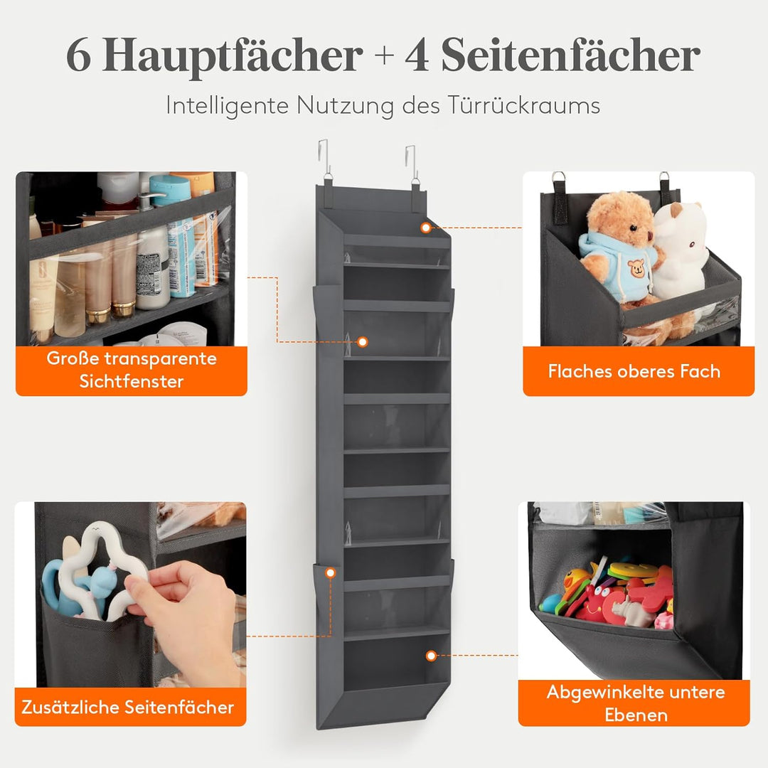Lifewit Türorganizer Hängeorganizer, 6 Regal klar Fenster hängende Lagerung mit 4 Seitentaschen, Tür