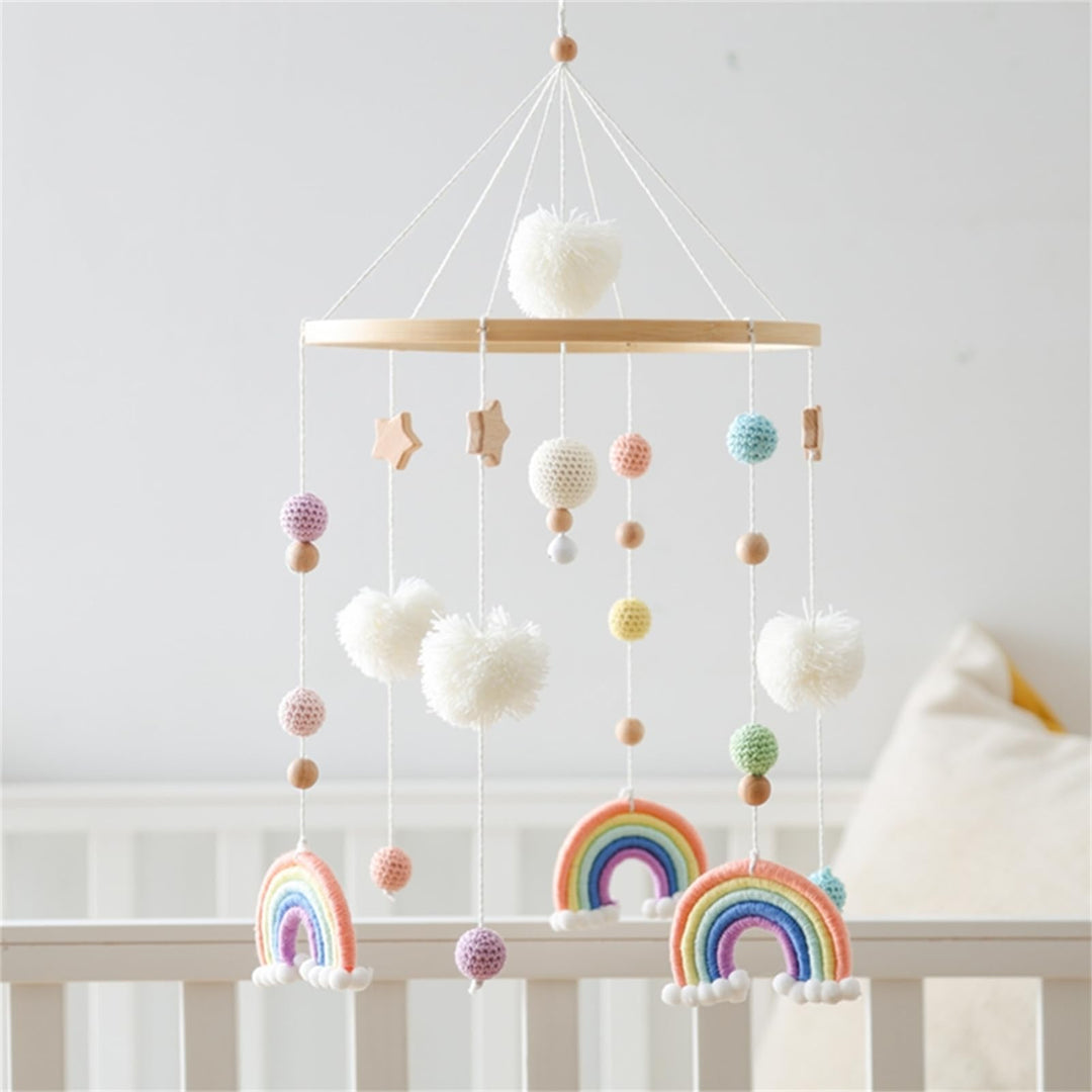 Herfair Mobiles Baby, Regenbogen Babybett Hölz Windspiele mit Bäll, Baby Mobile, Anhänger Babyzimmer