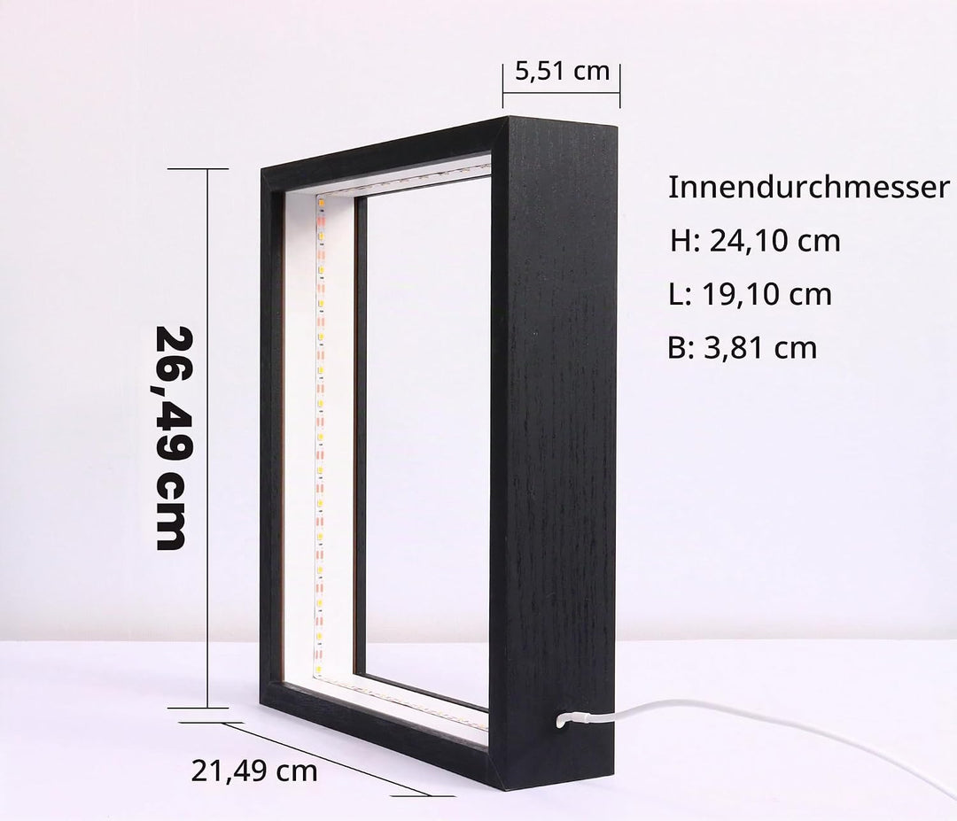 HanYun 3D Bilderrahmen Zum Befüllen mit LED-Lichterketten, 21.5X26.5cm Bilderrahmen Schwarz n tiefer