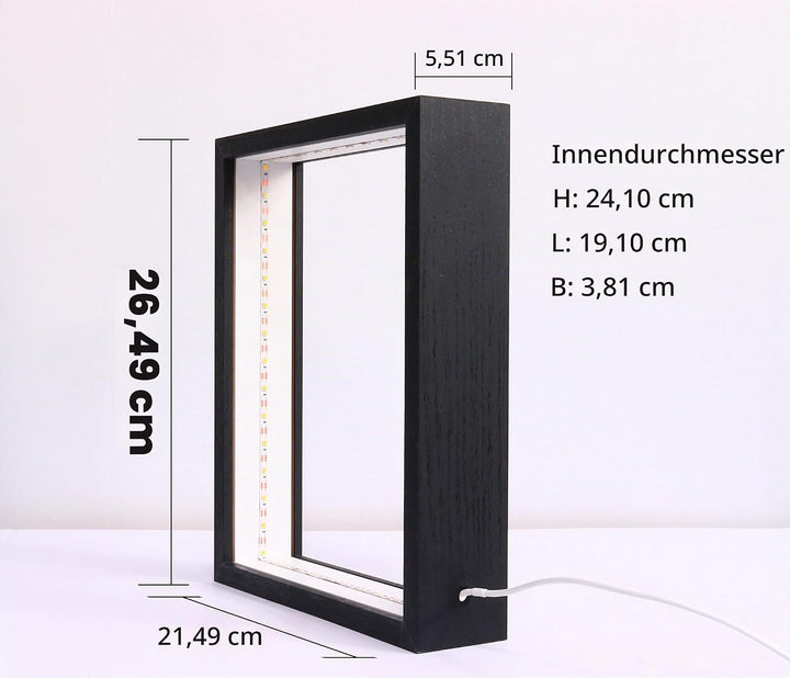 HanYun 3D Bilderrahmen Zum Befüllen mit LED-Lichterketten, 21.5X26.5cm Bilderrahmen Schwarz n tiefer