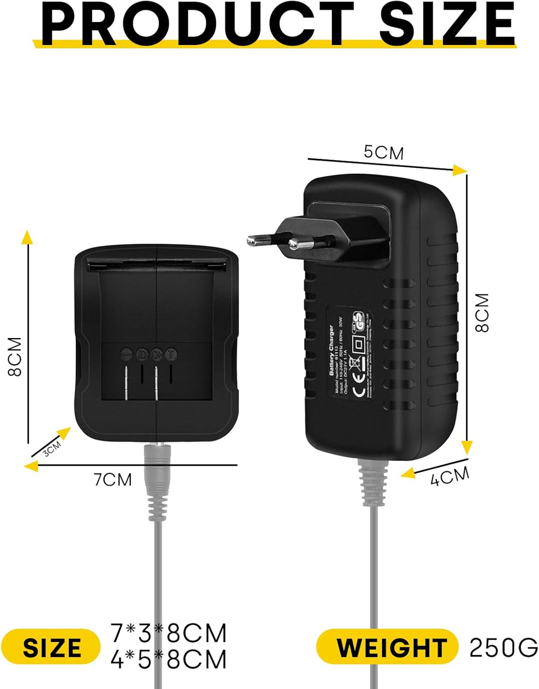 Akkuladegerät, ENVENTOR 1.1A Lithium-Batterieladegerät für ENVENTOR 20V 2.0Ah / 4.0Ah Batterien, 1.1