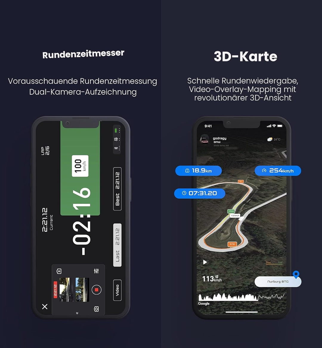 Neues GPS-basiertes Leistungsmessgerät, bis zu 25 Hz GPS-Rundentimer, Motorrad-Video-Overlay, verbes