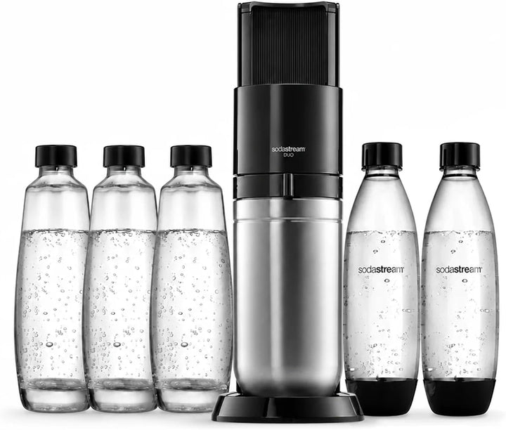 Wassersprudler Duo Spar-Set inkl. Premium-Gerät mit Glaskaraffe, 2 kg CO2-Mehrwegflasche und TÜV-gep