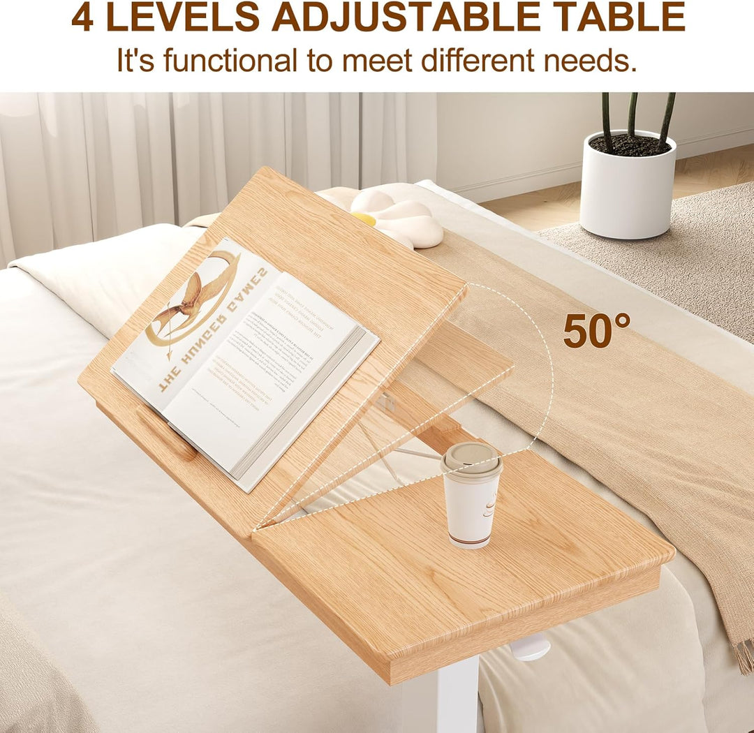 YQJJGL Massivholz-Beistelltisch mit Rollen, mobiler Stehtisch, 80 × 40 cm grosse Tischplatte, verste