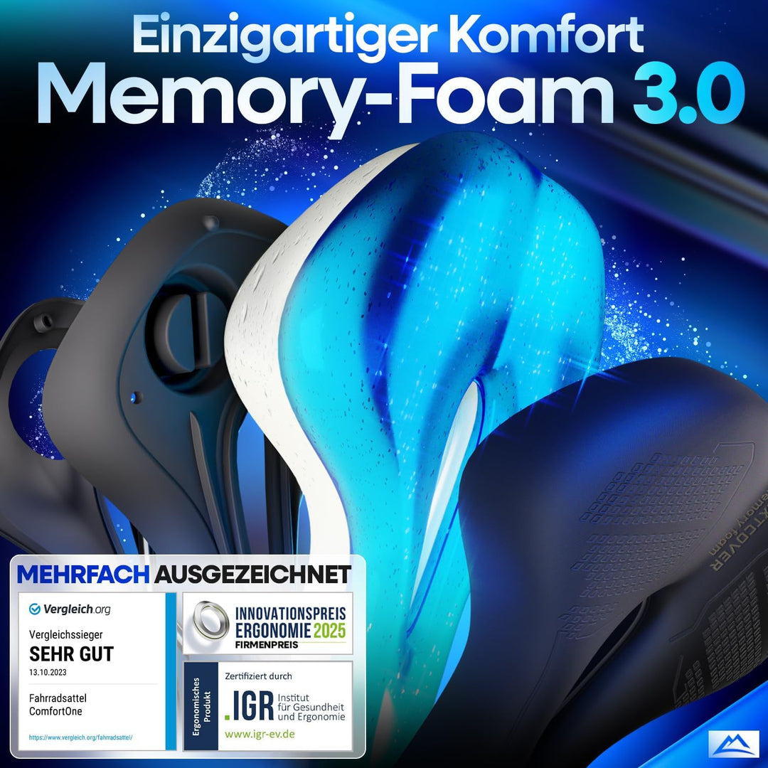 NEXTCOVER® Fahrradsattel mit Memory-Foam 2.0 und [Volume-Air] Federung I maximaler Fahrkomfort I erg
