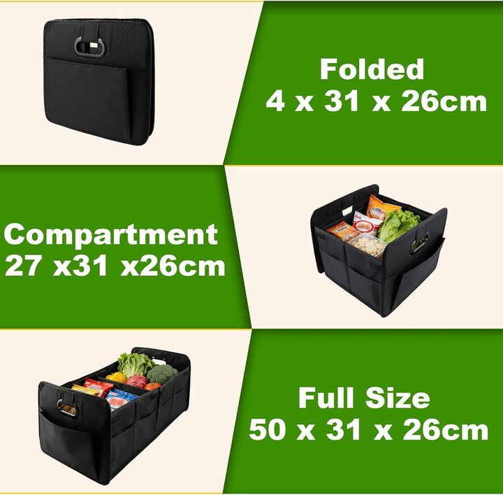 DAJAVE 2 Stück Kofferraum Organizer 58 x 37 x 35 cm | Ordnung im Kofferraum; faltbar; Oxford-Gewebe;