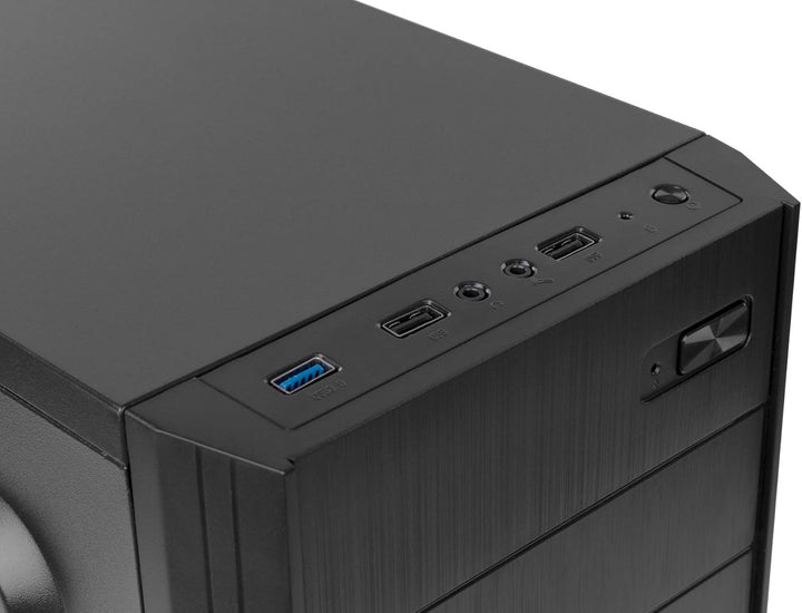 NOX PC Case LITE010 -NXLITE010- PC-Gehäuse, gebürstete Front, 500W ATX-Netzteil vorinstalliert, komp