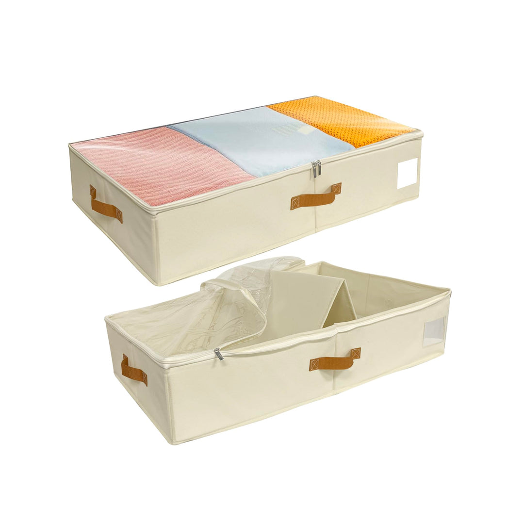Unterbett Aufbewahrungsbox, Unterbettkommode Mit Stützplatten Rundum und Darunter mit Deckel, 2 Stüc