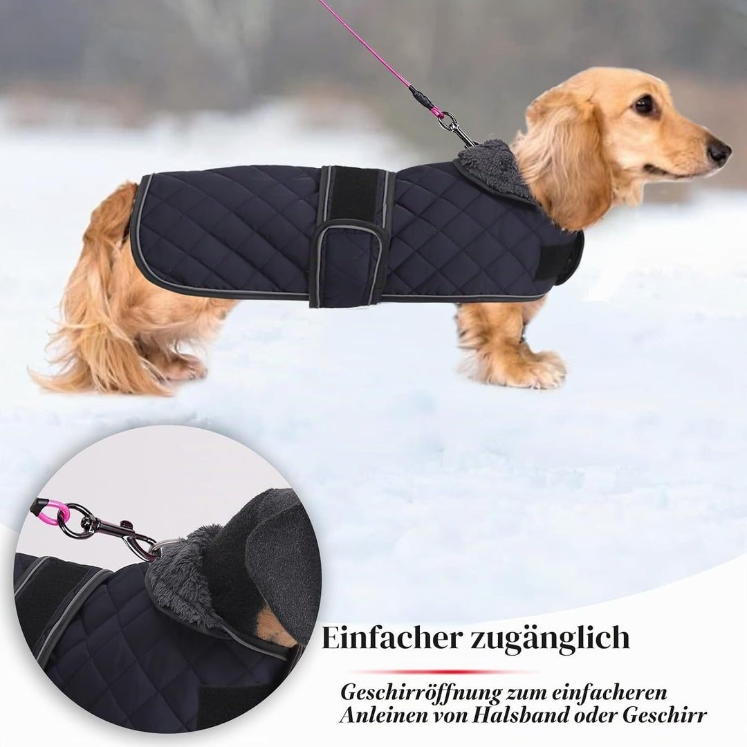Geyecete - Warmer wintermantel für dackel Hunde,Hunde Winterjacken mit plüschfutter,Outdoor jacken m