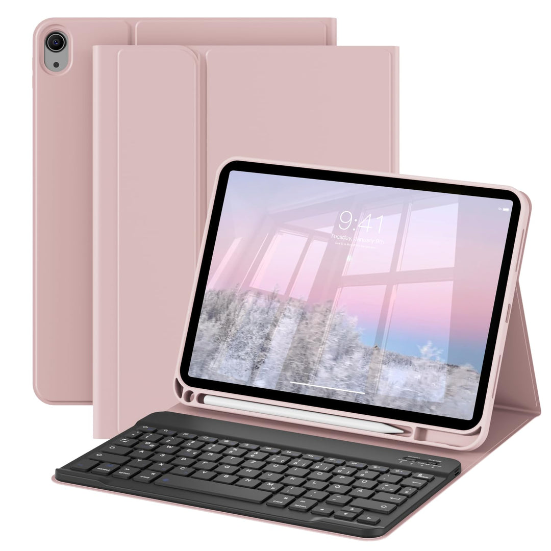 Hülle mit Tastatur für iPad A16 11 Generation 2025/10 Generation 2022 (11/10.9 Zoll), QWERTZ Layout,