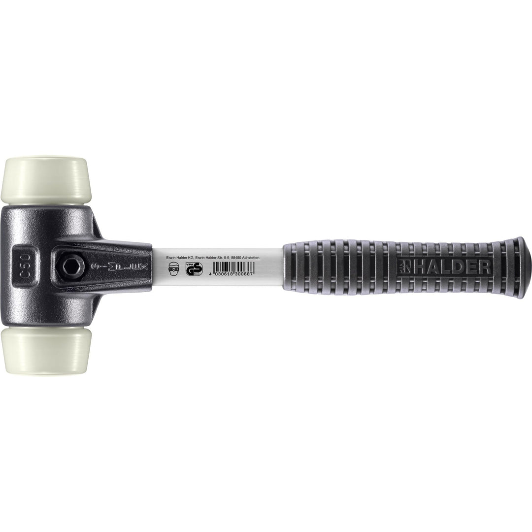 SIMPLEX-Schonhammer, Nylon; mit verstärktem Tempergussgehäuse und Fiberglasstiel | D=50 mm | 3708.05