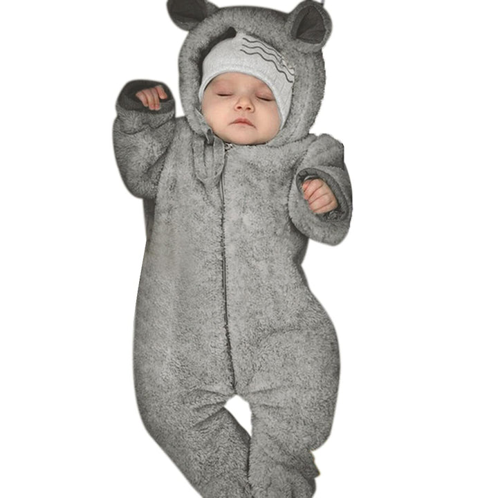 MNSWR Ohrenfüssiger Säuglingsoverall mit Kapuze Mädchen Babymantel Strampler Jungen Fleece Jungen St