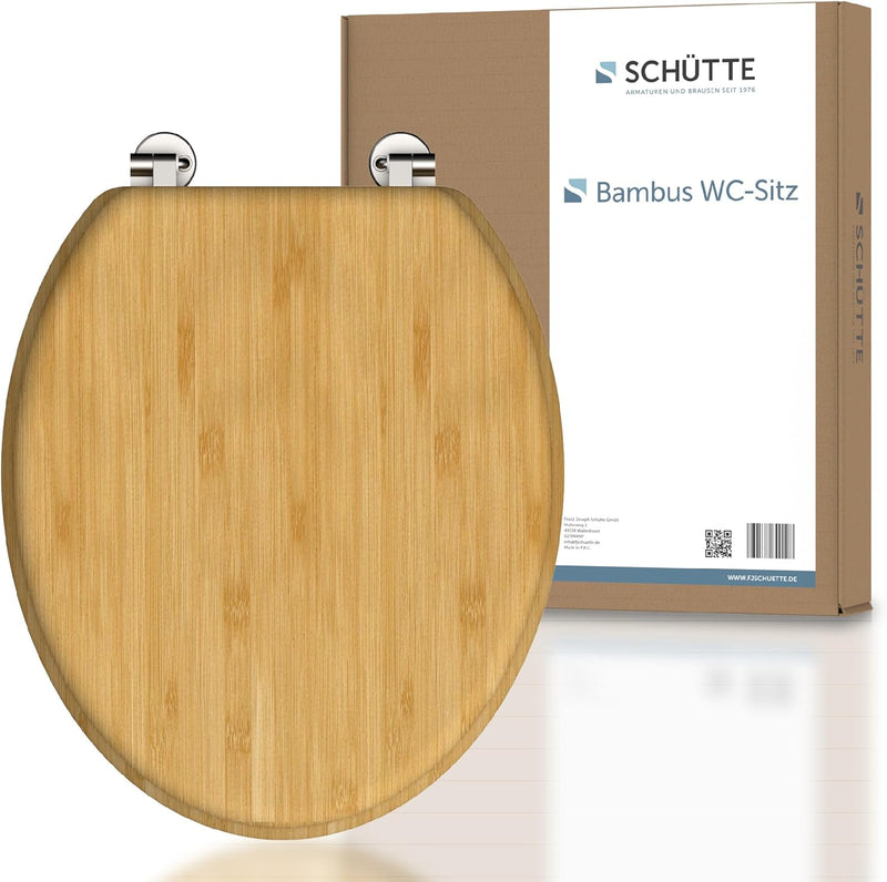 SCHÜTTE WC-Sitz BAMBOO, massiver Bambus Toilettendeckel, nachhaltiger Klodeckel aus Holz, Klositz au