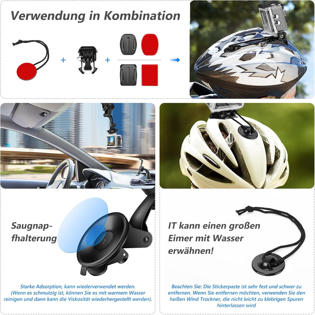 NEEWER 50 in 1 Action Kamera Zubehör Set Kompatibel mit GoPro Hero 12 11 10 9 DJI OSMO 4 3 2 Insta36