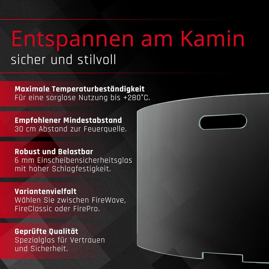 BIJON Kaminschutzgitter aus Spezial-Sicherheitsglas, Hitzeschutz Funkenschuztgitter, Ofenschutzgitte