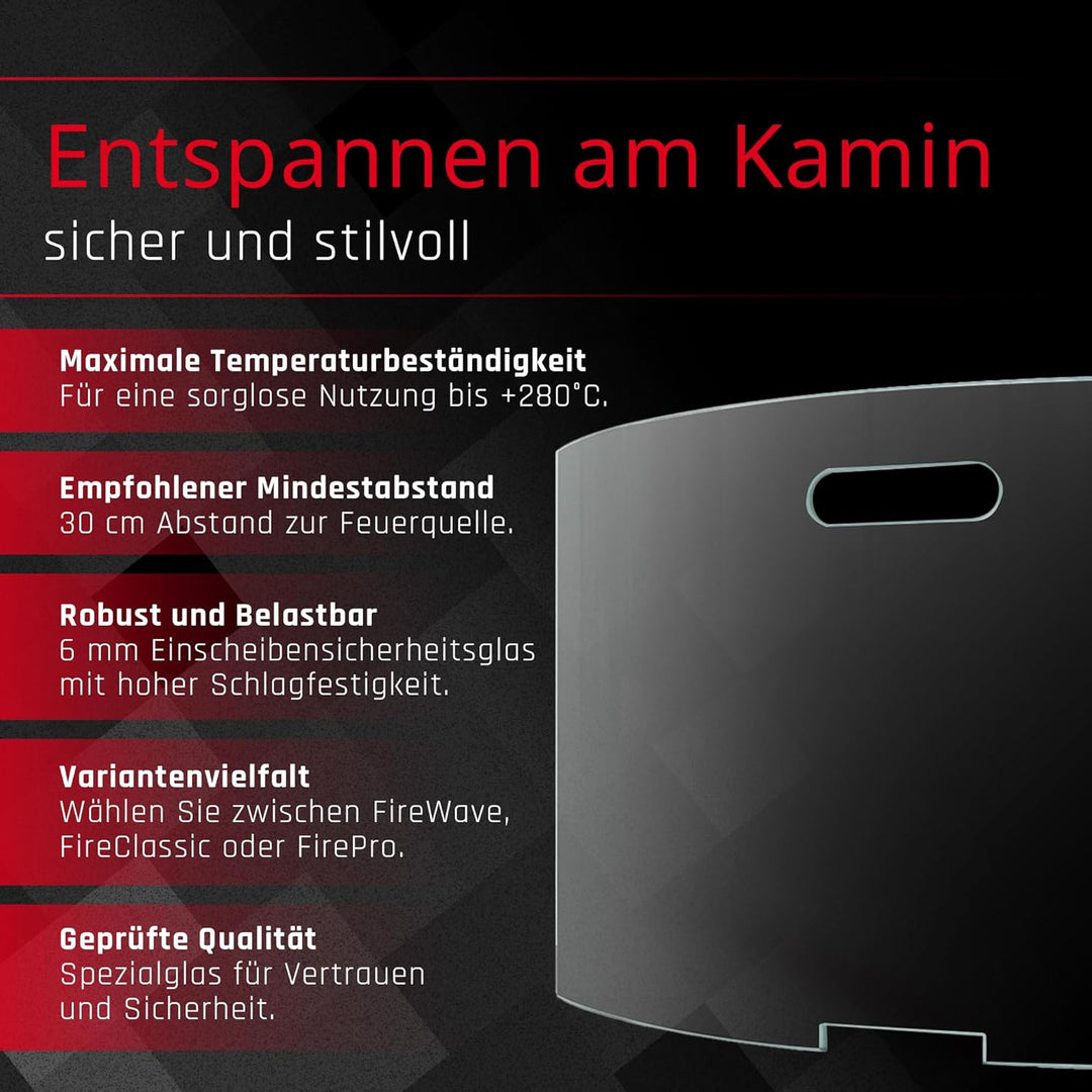 BIJON Kaminschutzgitter aus Spezial-Sicherheitsglas, Hitzeschutz Funkenschuztgitter, Ofenschutzgitte