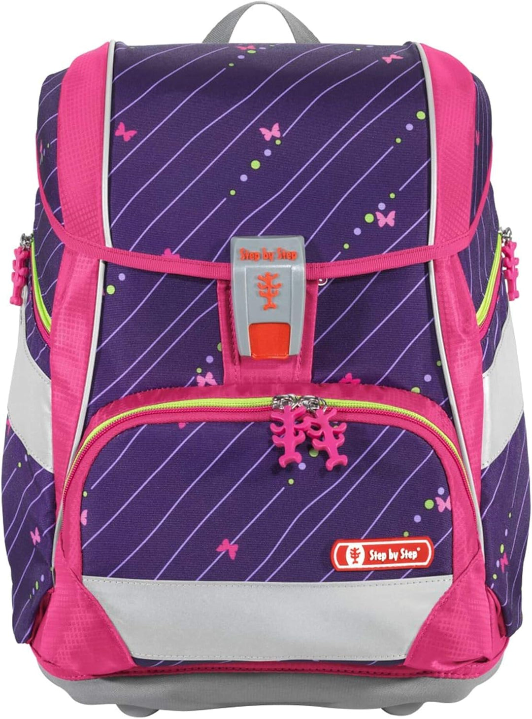 Step by Step Schulranzen-Set 2IN1 Plus Reflect „Shiny Butterfly“ 6-teilig, lila-pink, Schmetterling-