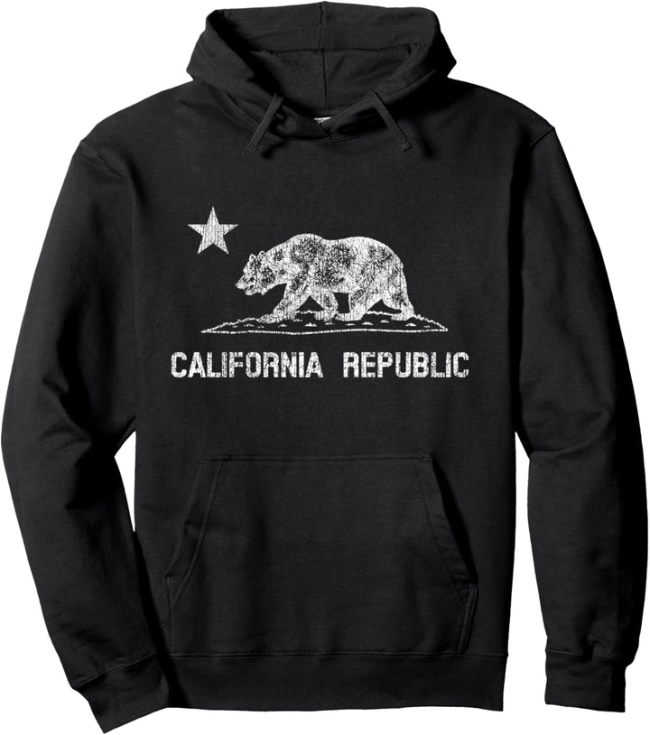 Kalifornien Republik Flagge Distressed Bär Pullover Hoodie